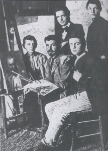 Modigliani Da sinistra Benvenuto Benvenuti, Gino Romiti, Aristide Sommati, Amedeo Modigliani.